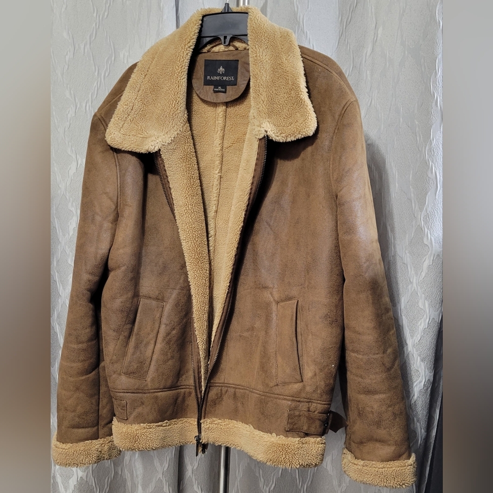 Rainforest | Aviator Bomber Jacket | Men's Faux Shearling-Lined Bomber Jacket - Picture 8 of 10